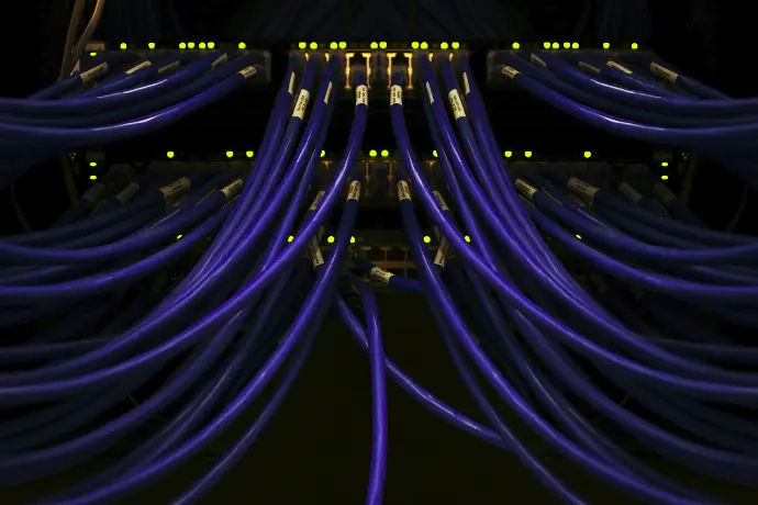 a bunch of blue wires connected to each other